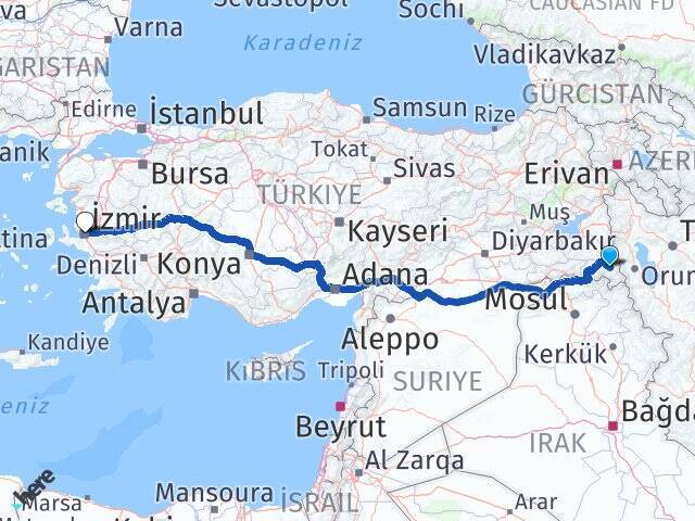 Yüksekova S. Eyyubi Havalimanı İzmir Arası Kaç Km - Yol Tarifi