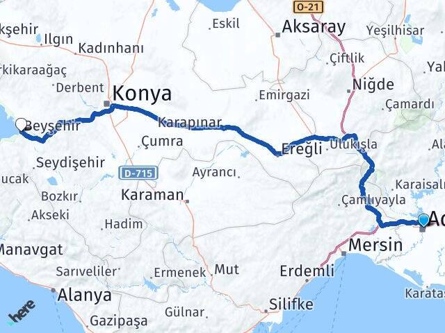 Yüreğir Otogarı Beyşehir Arası Kaç Km - Yol Tarifi