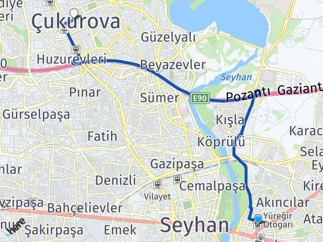 Yüreğir Otogarı Çukurova Arası Kaç Km - Yol Tarifi