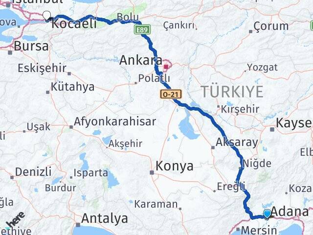 Yüreğir Otogarı İzmit Arası Kaç Km - Yol Tarifi