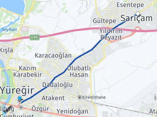 Yüreğir Otogarı Sarıçam Arası Kaç Km - Yol Tarifi