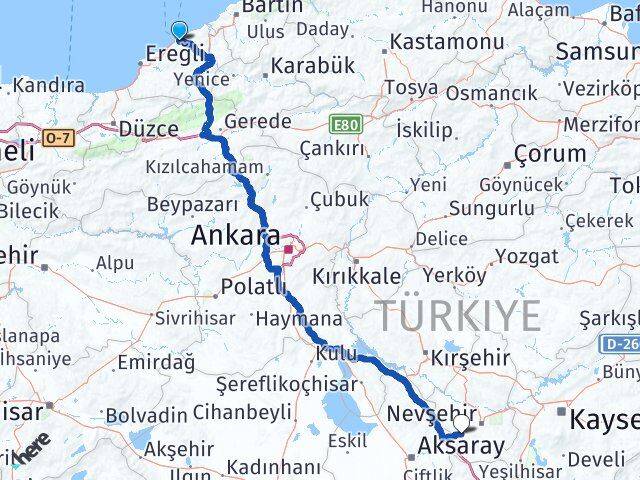 Zonguldak Acıgöl Nevşehir Arası Kaç Km - Yol Haritası