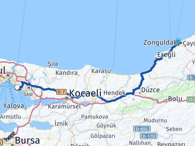 Zonguldak Adalar İstanbul Arası Kaç Km - Yol Haritası