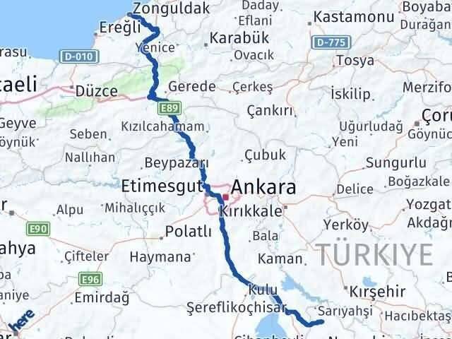 Zonguldak Ağaçören Aksaray Arası Kaç Km - Yol Haritası