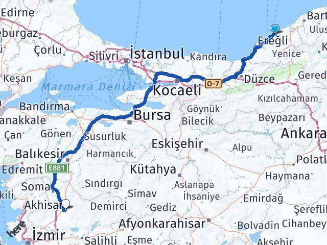 Zonguldak Akhisar Manisa Arası Kaç Km - Yol Haritası