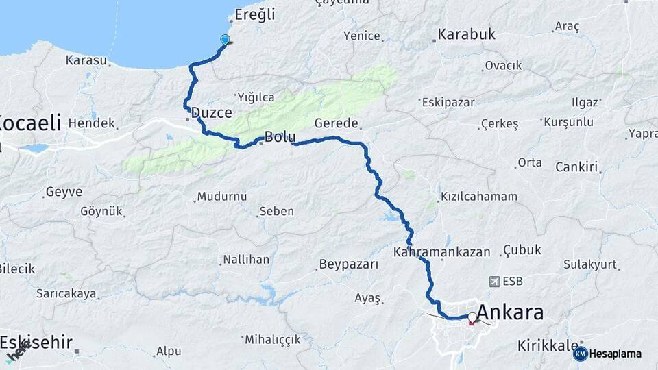 Alaplı Ankara Arası Kaç Km - Yol Tarifi