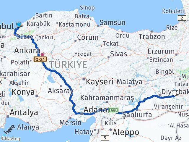 Zonguldak Alaplı Batman Arası Kaç Km - Yol Haritası