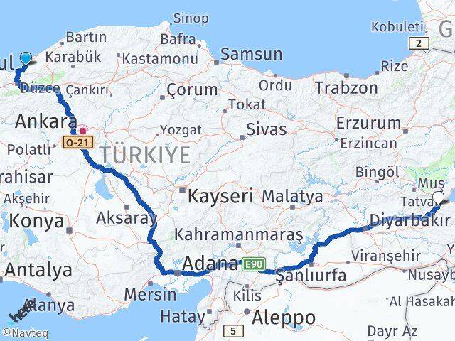 Zonguldak Alaplı Bitlis Arası Kaç Km - Yol Haritası