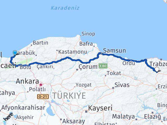 Zonguldak Alaplı Gümüşhane Arası Kaç Km - Yol Haritası