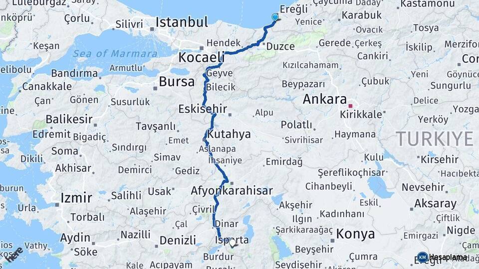 Alaplı Isparta Arası Kaç Km - Yol Tarifi