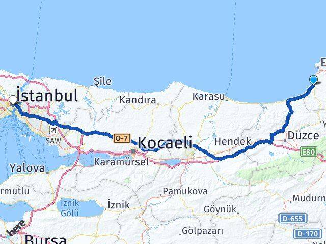 Zonguldak Alaplı İstanbul Arası Kaç Km - Yol Haritası