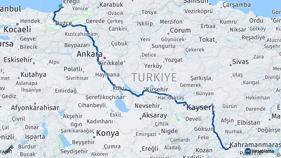 Alaplı Kahramanmaraş Arası Kaç Km - Yol Tarifi