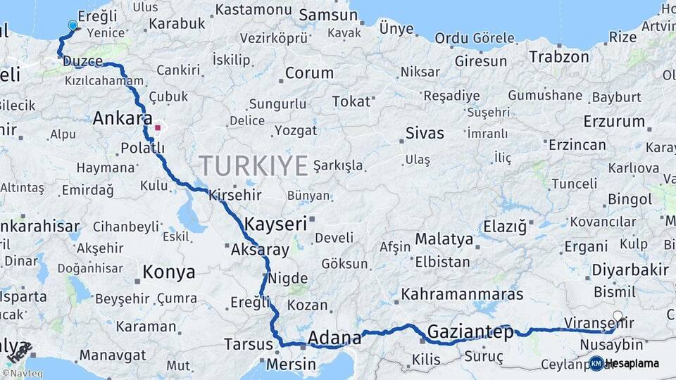 Zonguldak Alaplı Mardin Arası Kaç Km - Yol Haritası