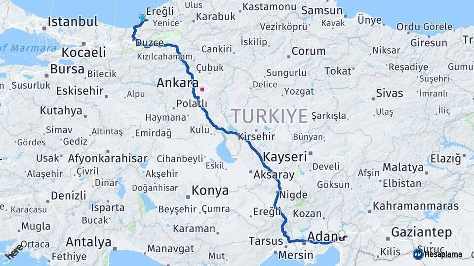 Zonguldak Alaplı Osmaniye Arası Kaç Km - Yol Haritası