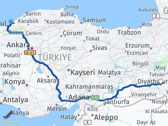 Zonguldak Alaplı Siirt Arası Kaç Km - Yol Haritası