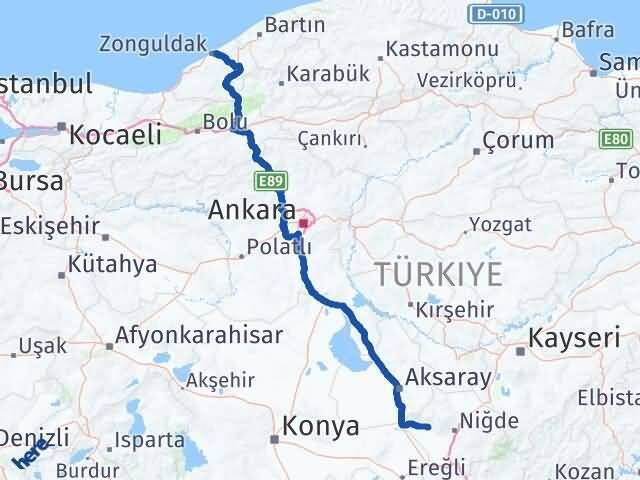 Zonguldak Altunhisar Niğde Arası Kaç Km - Yol Haritası