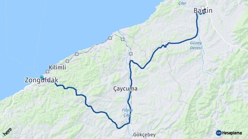 Zonguldak Bartın Arası Kaç Km - Yol Haritası