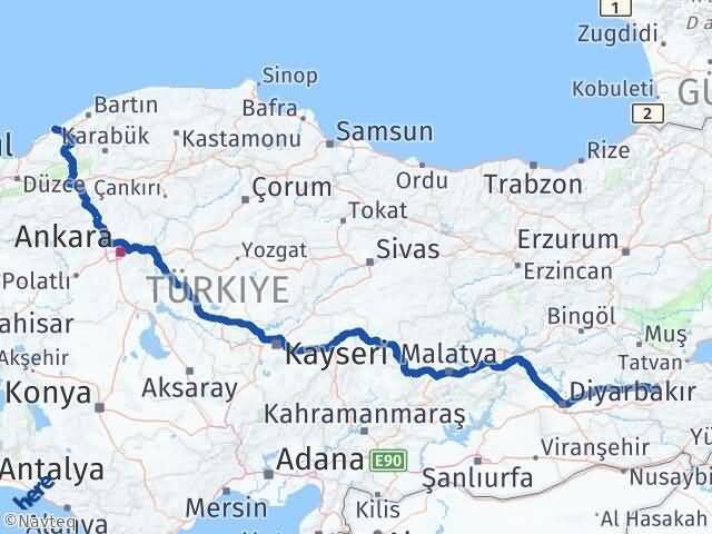 Zonguldak Baykan Siirt Arası Kaç Km - Yol Haritası