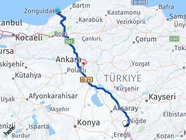 Zonguldak Bor Niğde Arası Kaç Km - Yol Haritası