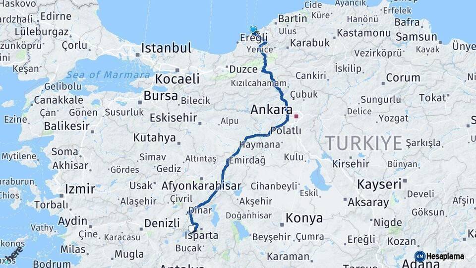 Zonguldak Burdur Arası Kaç Km - Yol Haritası