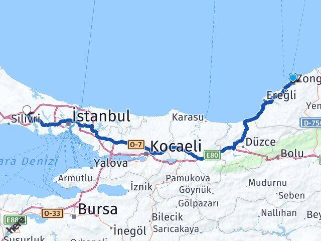 Zonguldak Çatalca İstanbul Arası Kaç Km - Yol Haritası