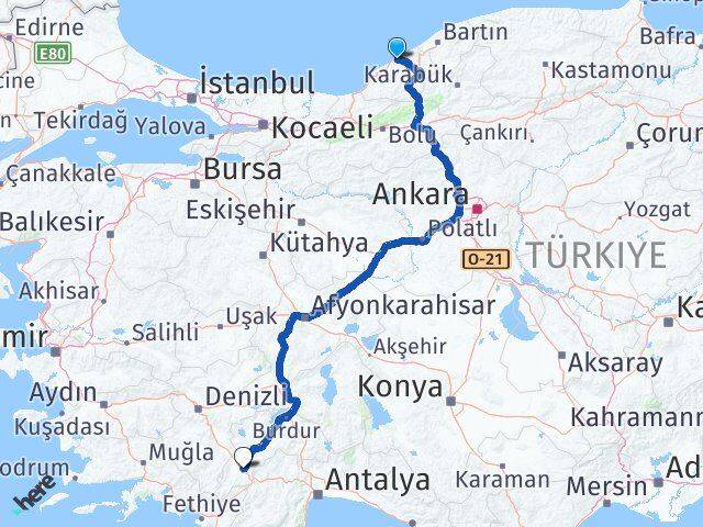 Zonguldak Çavdır Burdur Arası Kaç Km - Yol Haritası