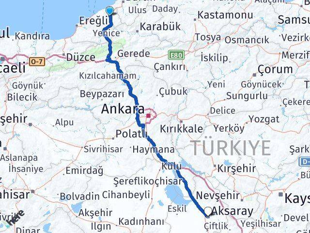 Zonguldak Çaycuma Aksaray Arası Kaç Km - Yol Haritası