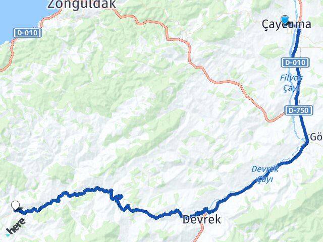 Zonguldak Çaycuma Çaylıoğlu Ereğli Arası Kaç Km - Yol Haritası