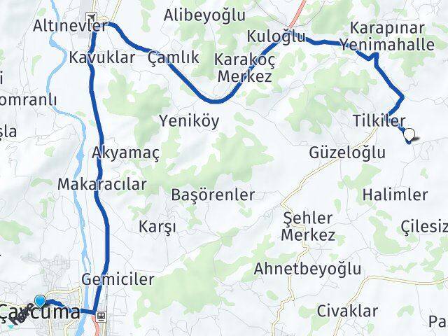 Zonguldak Çaycuma Gökçetabaklar Çaycuma Arası Kaç Km - Yol Haritası