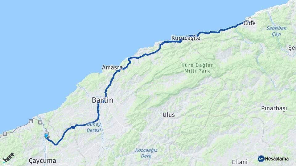 Zonguldak Çaycuma Havalimanı Cide Arası Kaç Km - Yol Tarifi