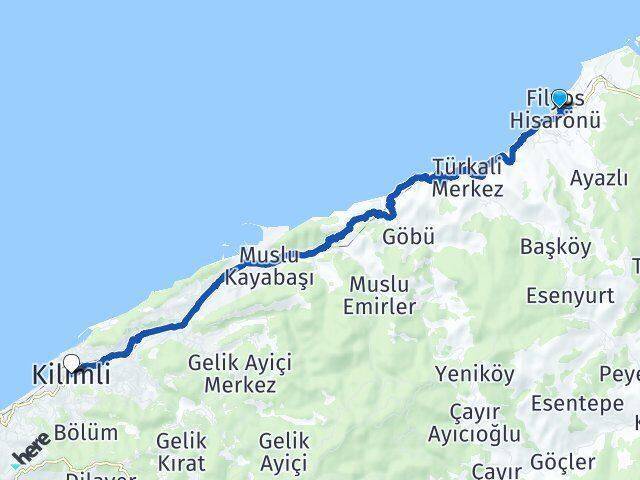 Hisarönü Kilimli Arası Kaç Km - Yol Tarifi