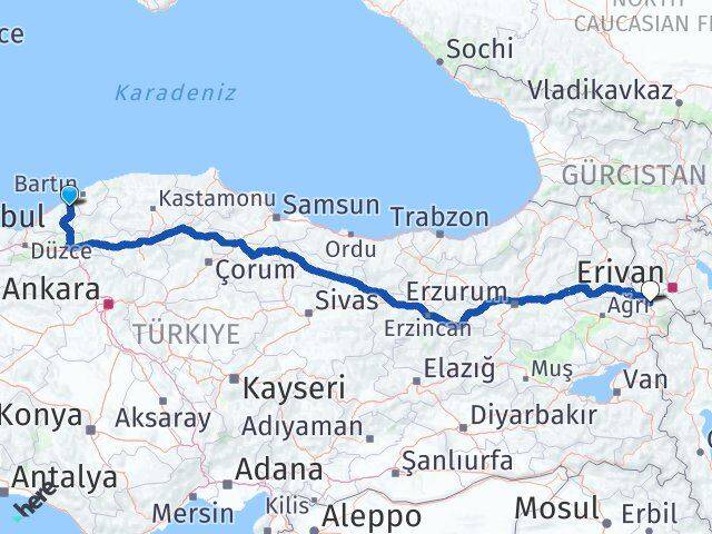Zonguldak Çaycuma Iğdır Arası Kaç Km - Yol Haritası