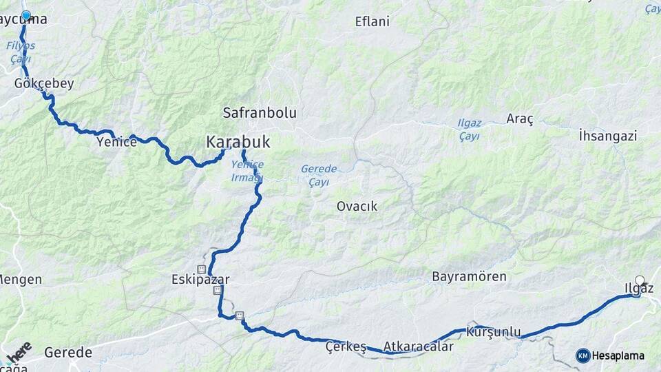 İstasyon Ilgaz Arası Kaç Km - Yol Tarifi