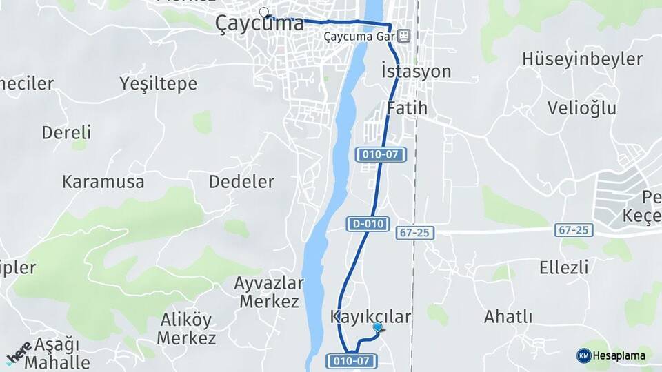 Kayıkçılar Çaycuma Arası Kaç Km - Yol Tarifi