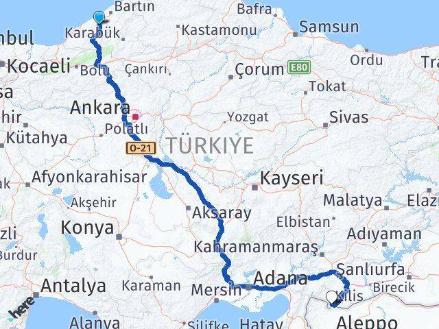 Zonguldak Çaycuma Kilis Arası Kaç Km - Yol Haritası