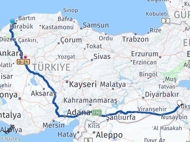 Zonguldak Çaycuma Şırnak Arası Kaç Km - Yol Haritası