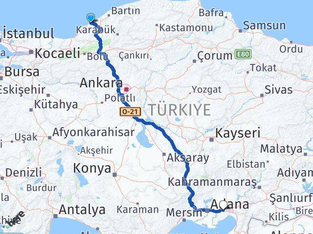 Zonguldak Ceyhan Adana Arası Kaç Km - Yol Haritası