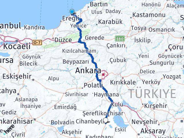 Zonguldak Cihanbeyli Konya Arası Kaç Km - Yol Haritası