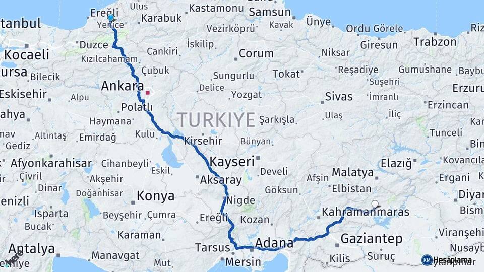Zonguldak Devrek Adıyaman Arası Kaç Km - Yol Haritası