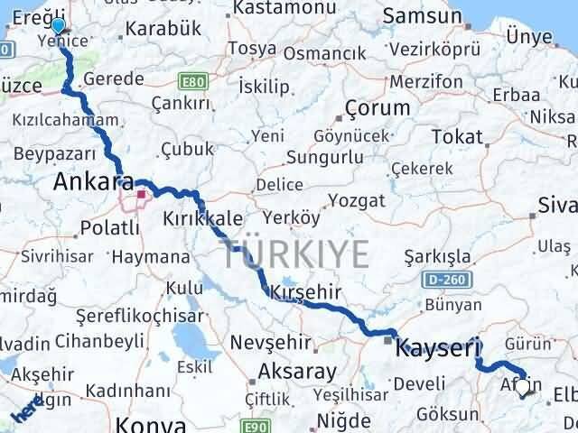 Zonguldak Devrek Afşin Kahramanmaraş Arası Kaç Km - Yol Haritası