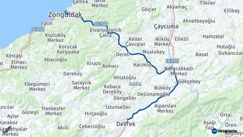 Zonguldak Devrek Arası Kaç Km - Yol Haritası