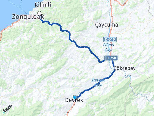 Zonguldak Devrek Asma Arası Kaç Km - Yol Haritası