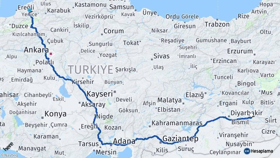 Zonguldak Devrek Batman Arası Kaç Km - Yol Haritası