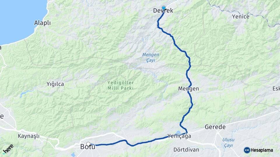 Zonguldak Devrek Bolu Arası Kaç Km - Yol Haritası