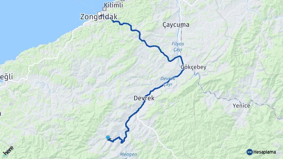 Zonguldak Devrek Eğerci Arası Kaç Km - Yol Haritası