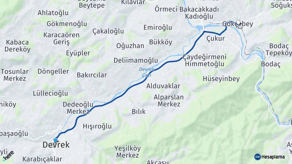Zonguldak Devrek Gökçebey Arası Kaç Km - Yol Haritası