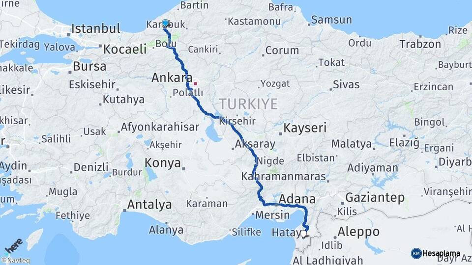 Zonguldak Devrek Hatay Arası Kaç Km - Yol Haritası