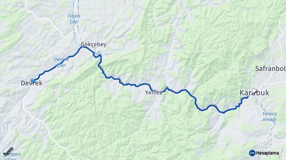 Zonguldak Devrek Karabük Arası Kaç Km - Yol Haritası