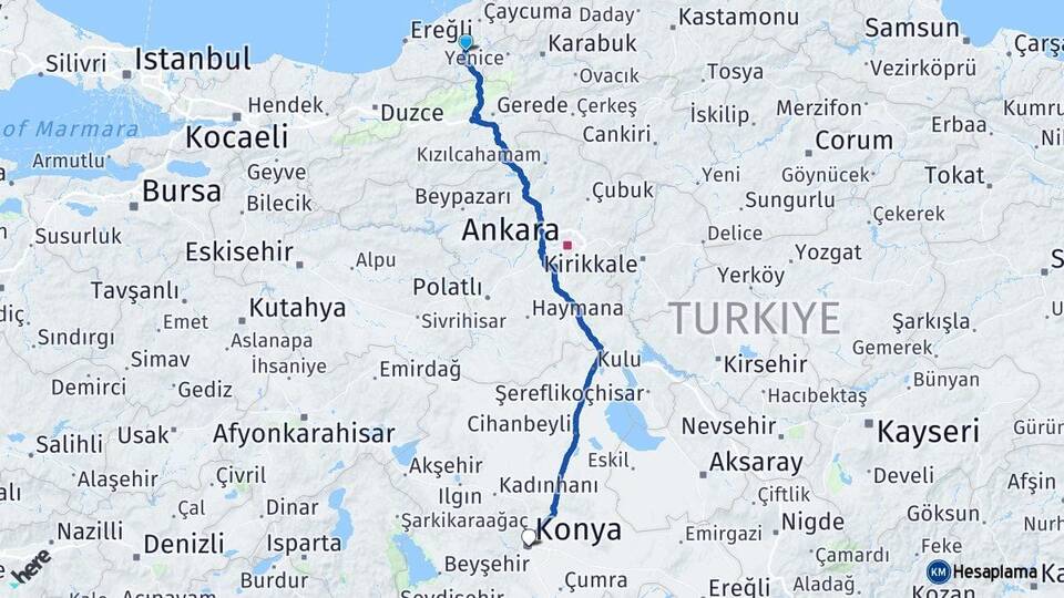 Zonguldak Devrek Konya Arası Kaç Km - Yol Haritası