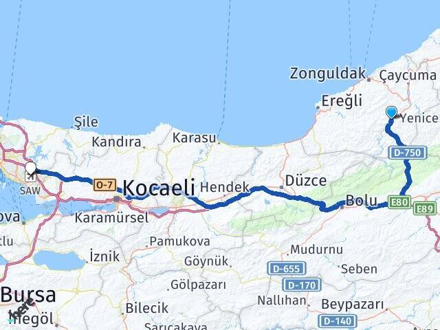 Zonguldak Devrek - Sabiha Gökçen Havalimanı arası kaç km - saat? Yol ...
